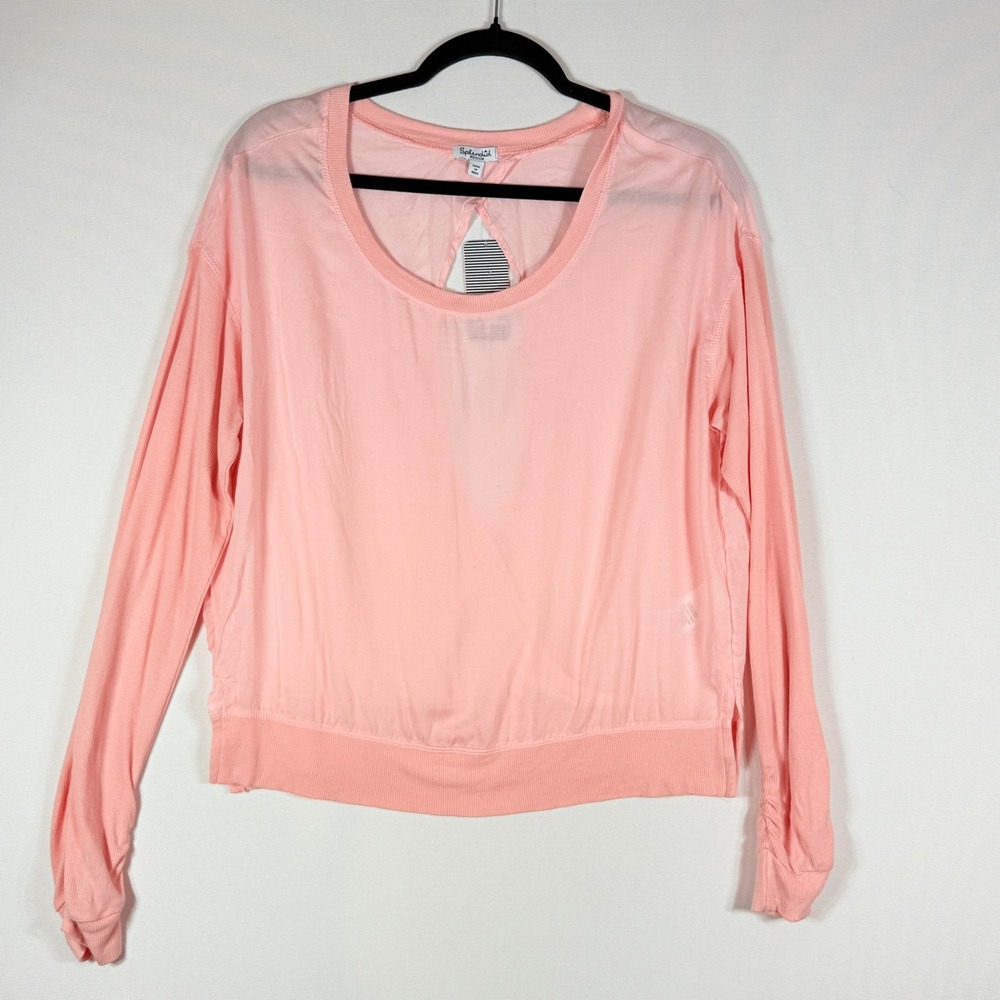 NEW Splendid Womens Top Medium Pink Long Sleeve Back‎ Cutout Coquette Balletcore
